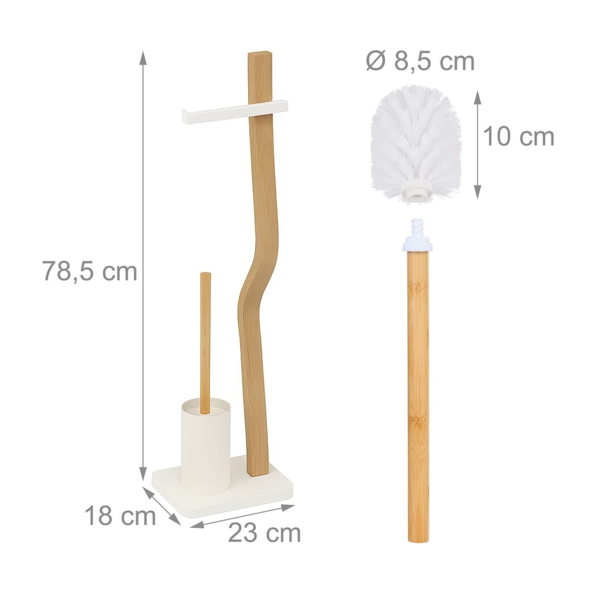 Suport hârtie igienică din metal și lemn cu perie WC – design modern și stabil - imagine 4