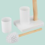 Suport hârtie igienică din metal și lemn cu perie WC – design modern și stabil - imagine 6