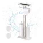 Set toaleta - Suport hartie, perie toaleta, loc rezerve, raft, Inox, Alb