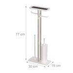 Set toaleta - Suport hartie, perie toaleta, loc rezerve, raft, Inox, Alb - imagine 4