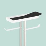 Set toaleta - Suport hartie, perie toaleta, loc rezerve, raft, Inox, Alb - imagine 9