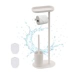 Set toaleta cu raft – suport hârtie igienică & perie toaletă, Alb