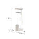 Set toaleta cu raft – suport hârtie igienică & perie toaletă, Alb - imagine 4