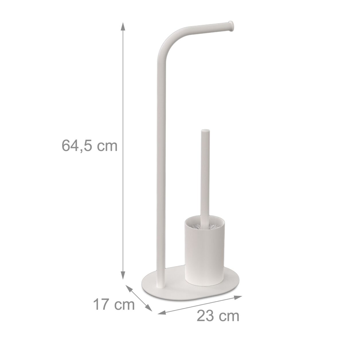 Suport hartie igienica si perie de toaleta, Metal Alb, Perii rezerva, 64,5 × 23 × 17 cm - imagine 6