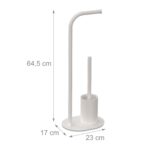 Suport hartie igienica si perie de toaleta, Metal Alb, Perii rezerva, 64,5 × 23 × 17 cm - imagine 6