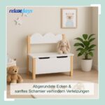 Băncuță pentru copii cu lada pentru jucarii – alb-natur, capac Soft-Close - imagine 3