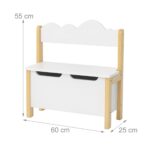 Băncuță pentru copii cu lada pentru jucarii – alb-natur, capac Soft-Close - imagine 6