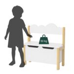 Băncuță pentru copii cu lada pentru jucarii – alb-natur, capac Soft-Close - imagine 5