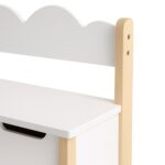 Băncuță pentru copii cu lada pentru jucarii – alb-natur, capac Soft-Close - imagine 4