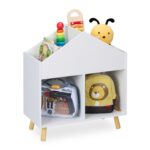 Raft pentru copii în formă de căsuță – alb-natur, 6 compartimente