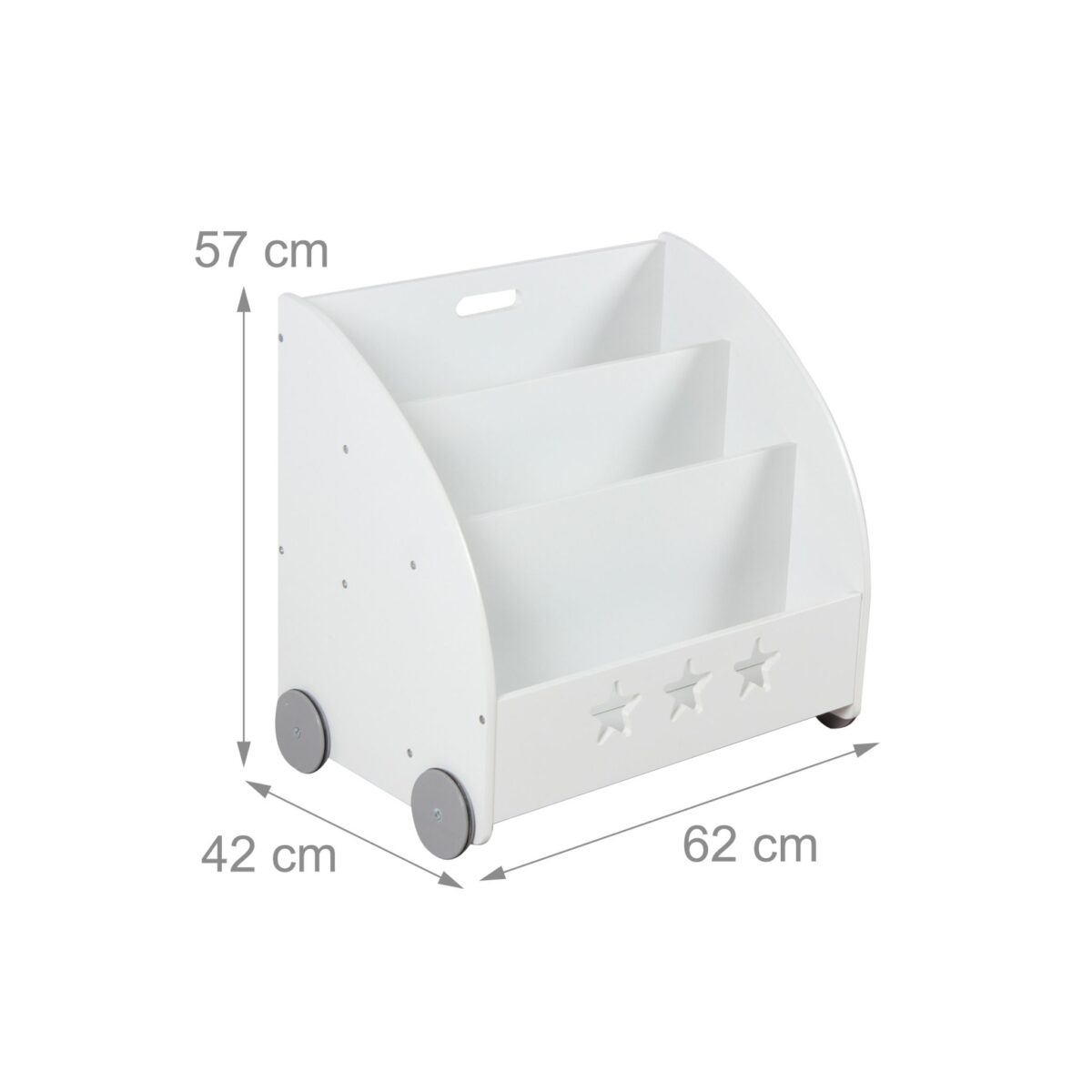Raft mobil pentru copii cu model de stele – alb-gri, 3 compartimente, Dulap pentru jucarii - imagine 4