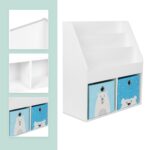 Raft carti pentru copii cu 2 cutii textile pentru jucarii, alb, 79x72x30,5 cm - imagine 4
