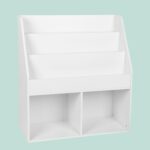 Raft carti pentru copii cu 2 cutii textile pentru jucarii, alb, 79x72x30,5 cm - imagine 9