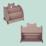 Raft pentru copii în design de ursuleț – maro, cu roți și 3 compartimente - imagine 5