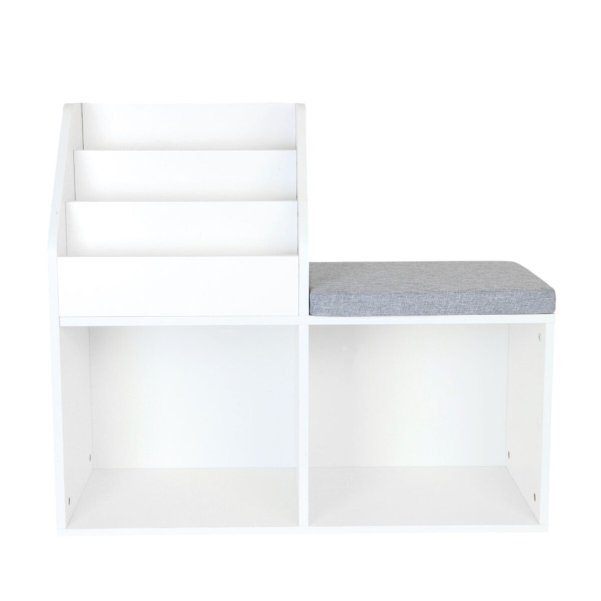 Mobilier pentru copii 3 in 1 - Bancuta pentru copii cu rafturi si cutii de depozitare – alb-gri - imagine 7