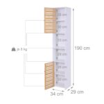 Dulap baie inalt 190 cm – Dulap vertical ingust cu rafturi si usi din bambus, Relaxdays - imagine 3