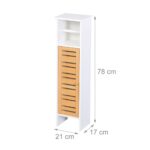 Dulap baie cu suport hartie igienica – 3 rafturi, design modern, bambus + MDF, Relaxdays - imagine 4