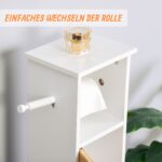 Dulap baie cu suport hartie igienica – 3 rafturi, design modern, bambus + MDF, Relaxdays - imagine 2