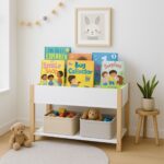 Raft pentru copii alb-natur – bibliotecă cu 4 compartimente si 1 raft - imagine 2