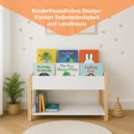 Raft pentru copii alb-natur – bibliotecă cu 4 compartimente si 1 raft - imagine 3