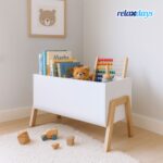Raft pentru copii – bibliotecă pentru cărți și jucării, alb-natur - imagine 2