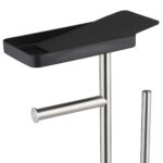Suport hârtie igienică din inox cu poliță, perie WC și suport pentru rezerve, Negru - imagine 8