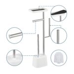 Suport hârtie igienică din inox cu poliță, perie WC și suport pentru rezerve, Alb - imagine 4