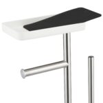 Suport hârtie igienică din inox cu poliță, perie WC și suport pentru rezerve, Alb - imagine 6