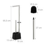 Set toaleta din inox – suport hârtie igienică & perie toaletă, Negru - imagine 4