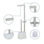 Set toaleta din inox – suport hârtie igienică & perie toaletă, Alb - imagine 6