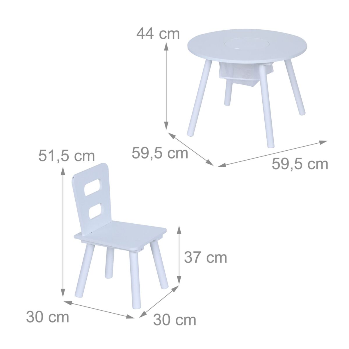 Set Masa cu 2 Scaune pentru copii - Mobilier alb copii, Spatiu de Depozitare si Scaune Ergonomice - imagine 5