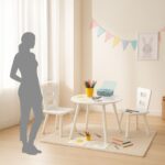 Set Masa cu 2 Scaune pentru copii - Mobilier alb copii, Spatiu de Depozitare si Scaune Ergonomice - imagine 7