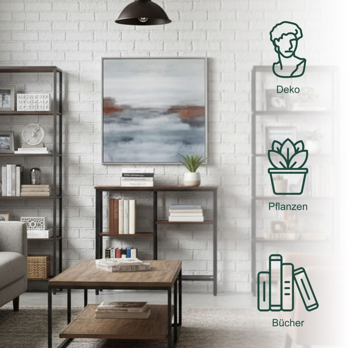 Raft ingust stil indutrial, Masa Consola, 4 polite, Cadru metalic si MDF maro, Relaxdays - imagine 3