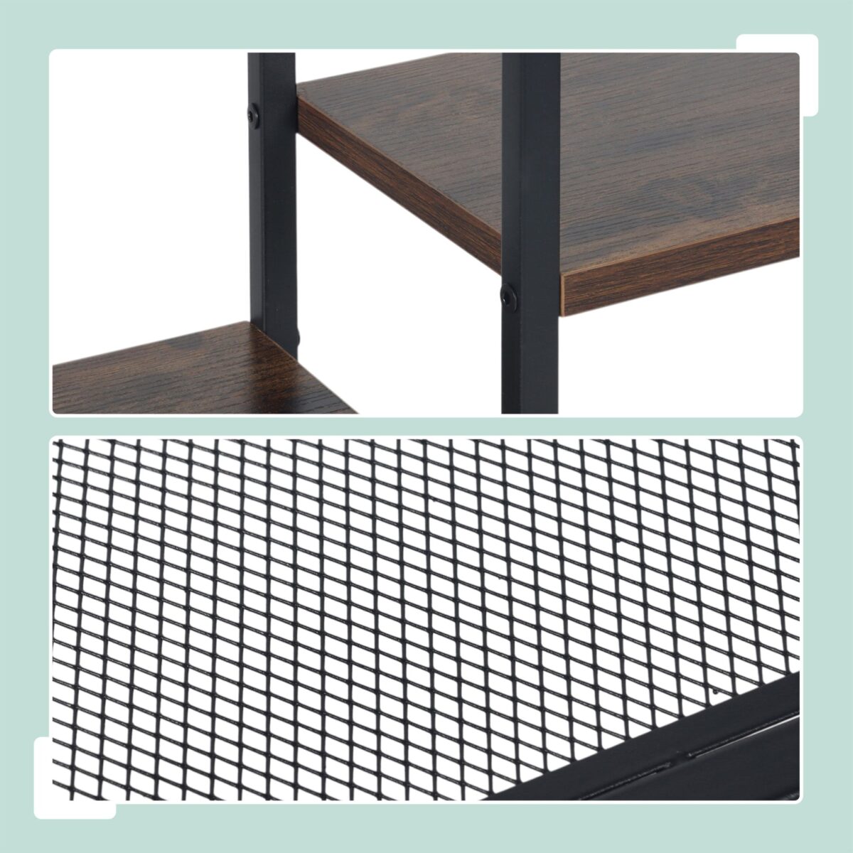 Raft ingust stil indutrial, Masa Consola, 4 polite, Cadru metalic si MDF maro, Relaxdays - imagine 5