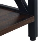 Masuta consola cu sertar si 3 rafturi – Design industrial cu cadru metalic negru si blat maro, 80 x 100 x 30 cm - imagine 7