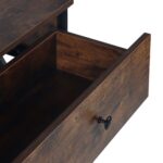 Masuta consola cu sertar si 3 rafturi – Design industrial cu cadru metalic negru si blat maro, 80 x 100 x 30 cm - imagine 6