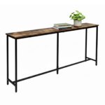 Masa consola lata 160 cm Design Industrial, blat maro si structura neagra, pentru hol, Relaxdays