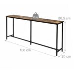 Masa consola lata 160 cm Design Industrial, blat maro si structura neagra, pentru hol, Relaxdays - imagine 3
