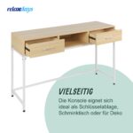 Birou modern scandinav cu raft si sertare, 80 x 120 x 40 cm - Design minimalist alb si natur - imagine 3