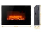 Semineu electric de perete negru, 900-1800W, cu LED flacara, telecomanda, termostat digital, 66 cm, Deuba® - imagine 3