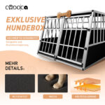 Cușcă transport câini XXL Cadoca Bruno – aluminiu 97x90x70 cm, dublă și stabilă pentru câini mari - imagine 6