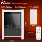 Semineu electric TRESKO 2000W flacari LED realiste, LCD Touch, WiFi, Aplicatie & Telecomanda – Caldura instant, 5 – 35°C, Alb - imagine 7