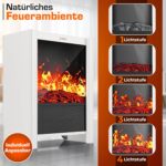 Semineu electric TRESKO 2000W flacari LED realiste, LCD Touch, WiFi, Aplicatie & Telecomanda – Caldura instant, 5 – 35°C, Alb - imagine 4
