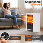 Semineu electric TRESKO 2000W flacari LED realiste, LCD Touch, WiFi, Aplicatie & Telecomanda – Caldura instant, 5 – 35°C, Alb - imagine 6