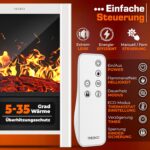 Semineu electric TRESKO 2000W flacari LED realiste, LCD Touch, WiFi, Aplicatie & Telecomanda – Caldura instant, 5 – 35°C, Alb - imagine 3