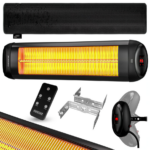 Incalzitor infrarosu exterior electric 2500W MONZANA, telecomanda, 3 trepte, unghi reglabil, IP34, Negru
