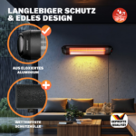 Incalzitor infrarosu exterior electric 2500W MONZANA, telecomanda, 3 trepte, unghi reglabil, IP34, Negru - imagine 7