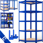 Raft metalic depozitare de colt Monzana, albastru, 180x70x40 cm, greutate suportata 875kg