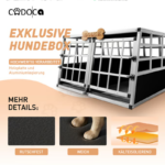 Cușcă transport câini XL Cadoca Bruno – aluminiu 89x70x51 cm, dublă, stabilă și sigură pentru mașină - imagine 4