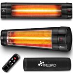 Incalzitor infrarosu TRESKO 2500W pentru perete – cu telecomanda, timer, LED, 3 trepte, interior/exterior, Negru